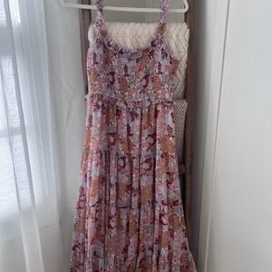 Astr Floral Print Maxi Dress in Red and Purple